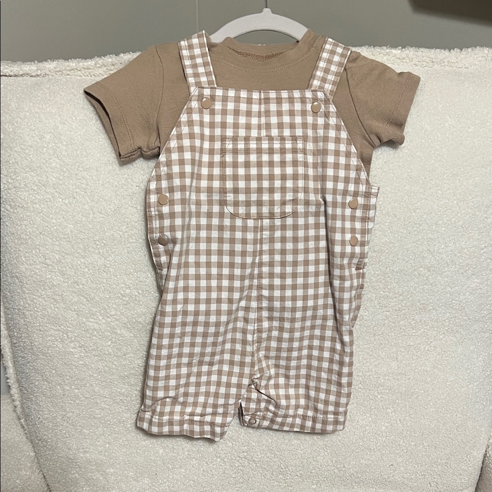 Boys Gingham Overalls 12m